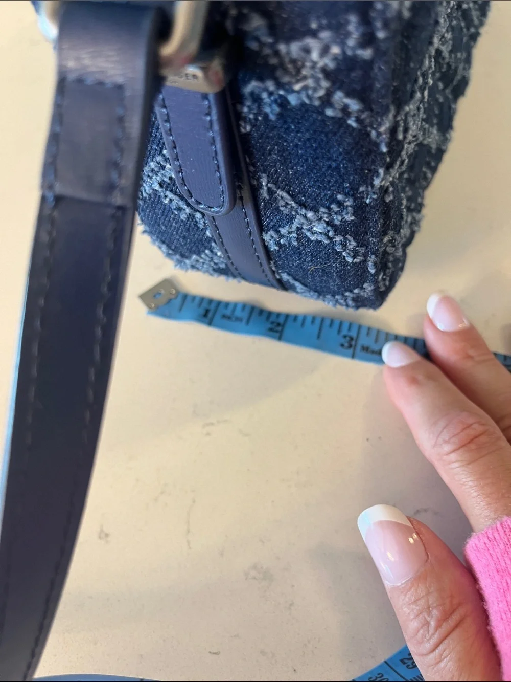 Kurt Geiger Navy Quilted Denim Crossbody Bag
